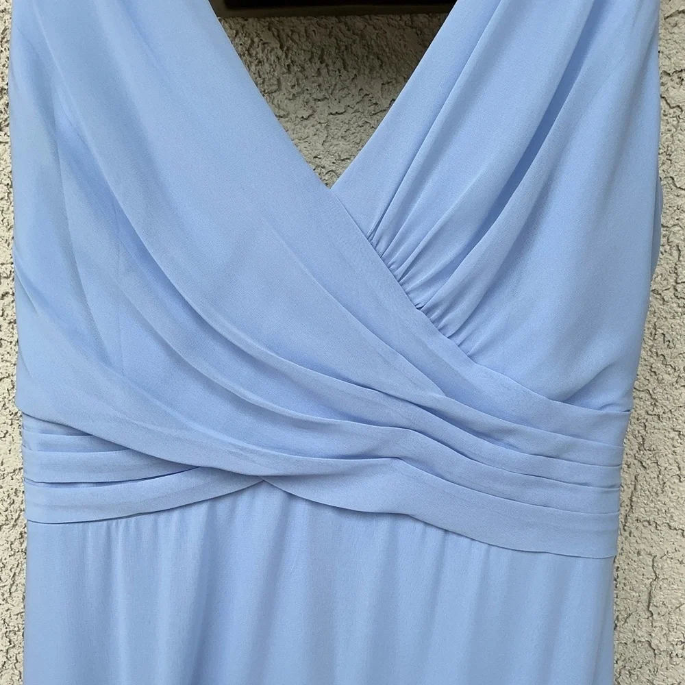 NWT Thread Dessy Group Lux Chiffon Layla Maxi Dress Gown Size 16 Sky Blue TH012